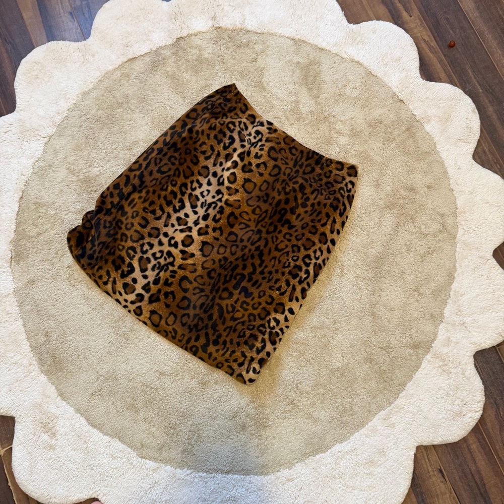 M.D.L. Leopard Print Mini Skirt Faux Fur Animal Print Size 6 Lined Chic